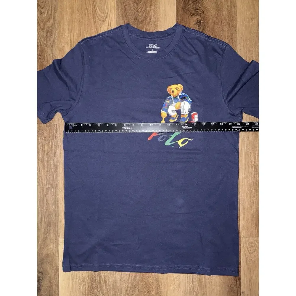 Polo Ralph Lauren Painter Bear T Shirt Navy Blue Men’s L Classic Fit Graphic